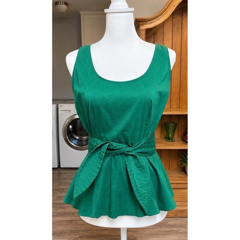 Eva Mendes by New York & Company Women Green Sleeveless Blouse W Belt Sz XS NWT
